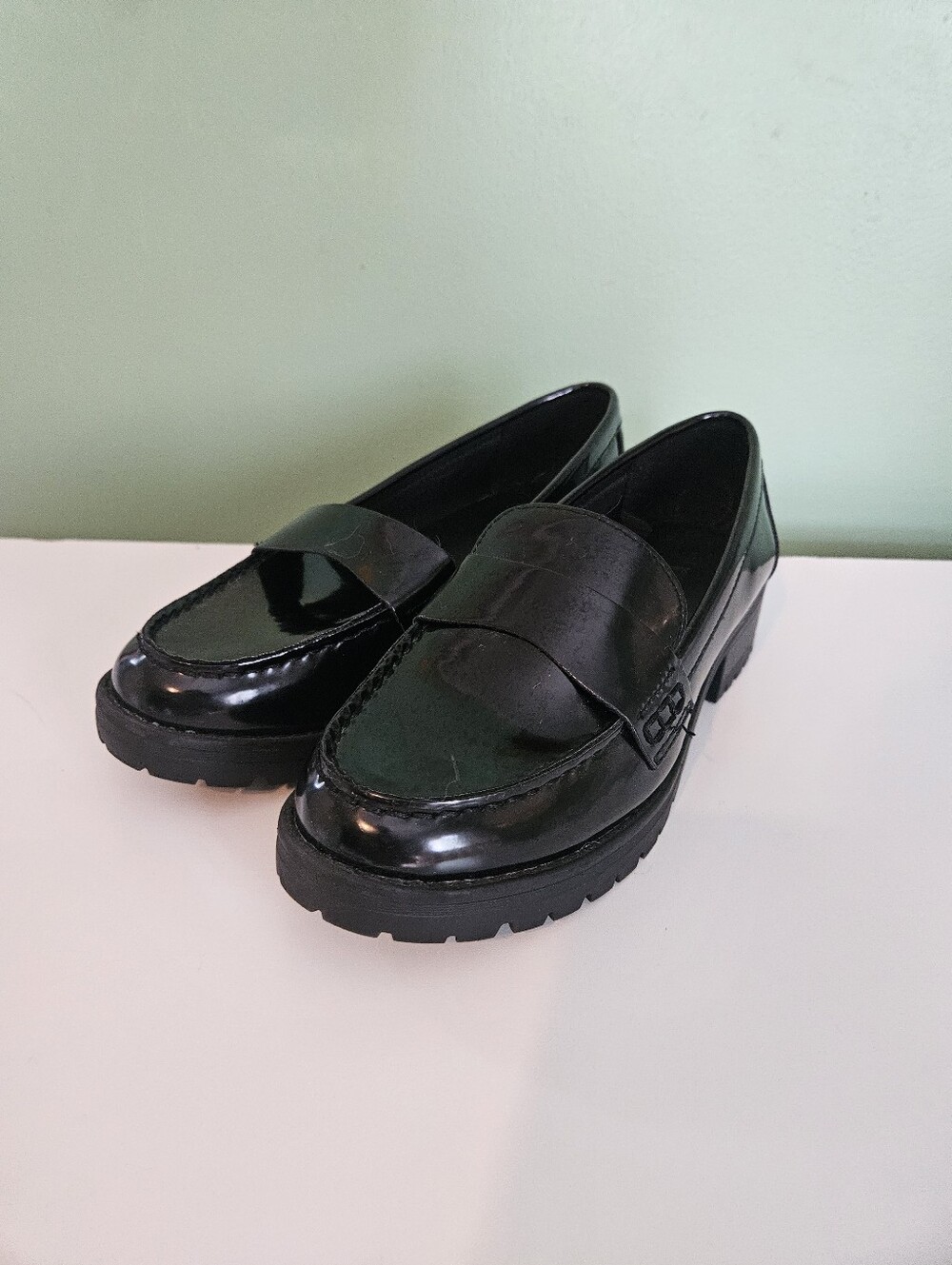 Old Navy Black Patent Penny Loafers for Women